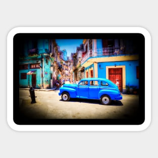 Blue Car, In Havana, Consulado, Cuba Sticker